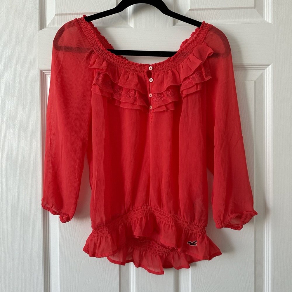 Hollister Sheer Top with Ruffles